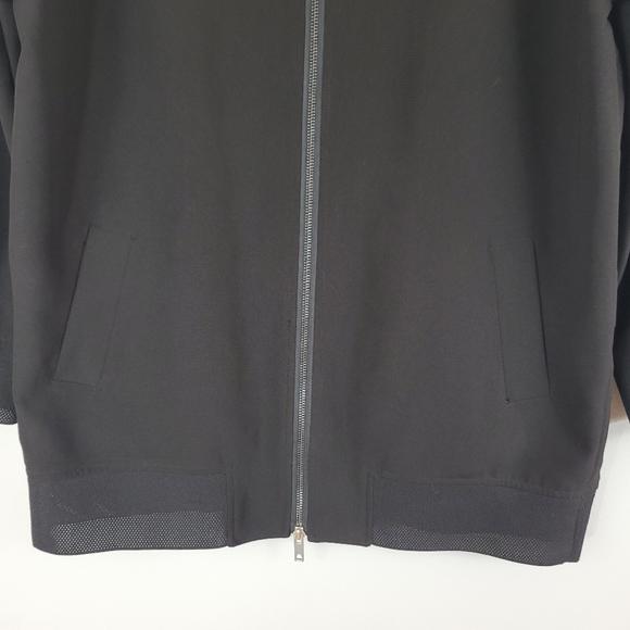 SOSKEN STUDIOS Marisa Minicucci Charlie black mesh trim zip front bomber jacket - Picture 3 of 14
